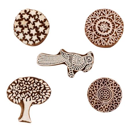 Set of 5 Piece New Mix Wooden Printing Blocks